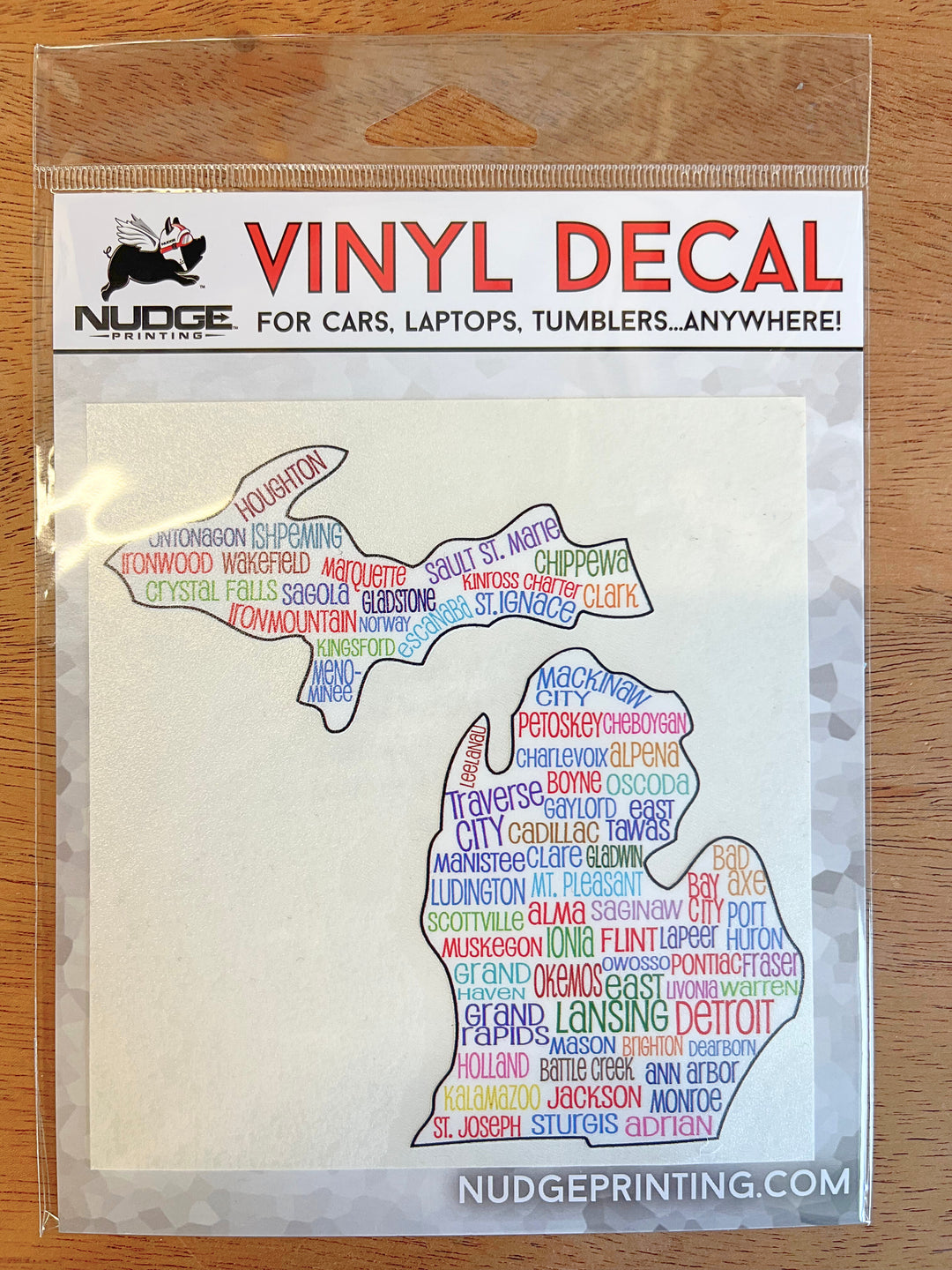 Cities of Michigan Vinyl Car Decal Sticker - Nudge Printing