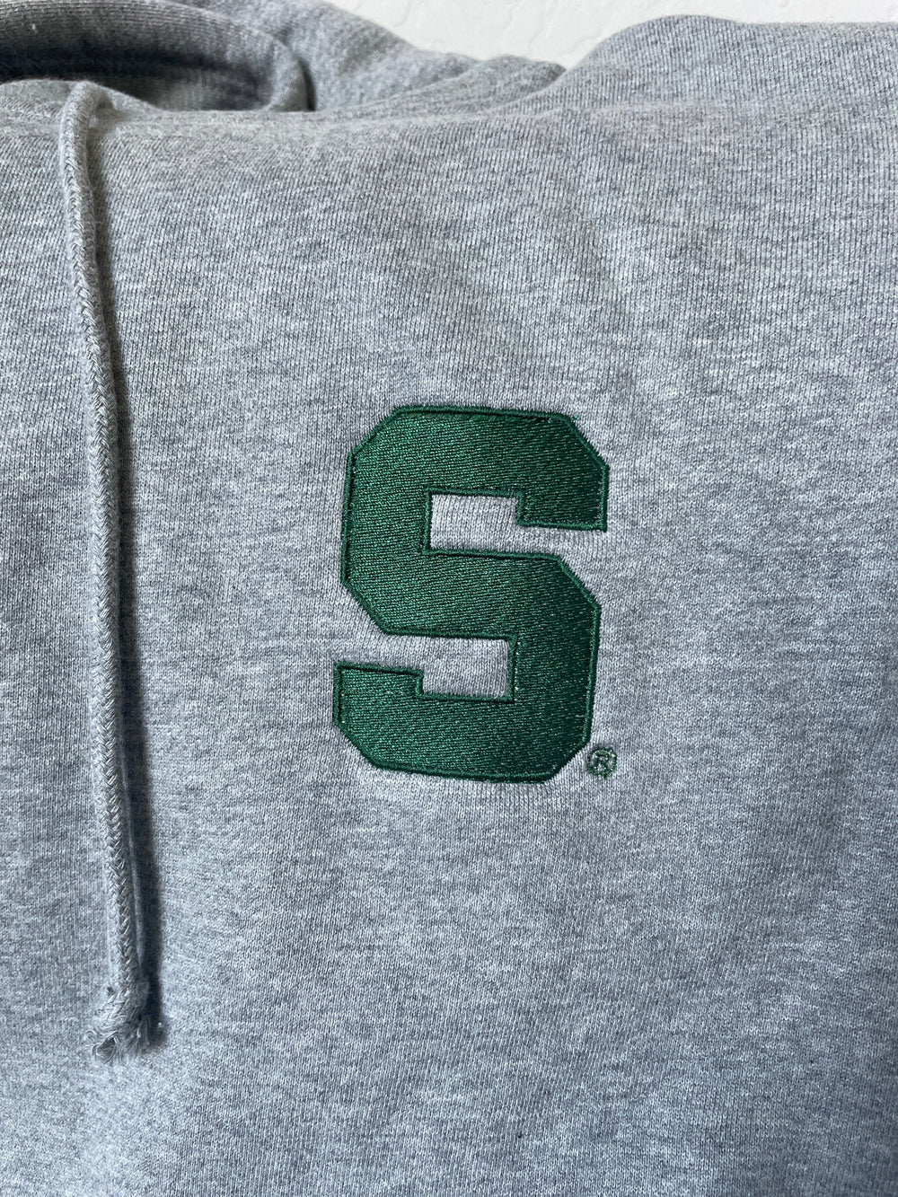 Michigan State Block S Varsity Hoodie Embroidered Up Close Block S Logo