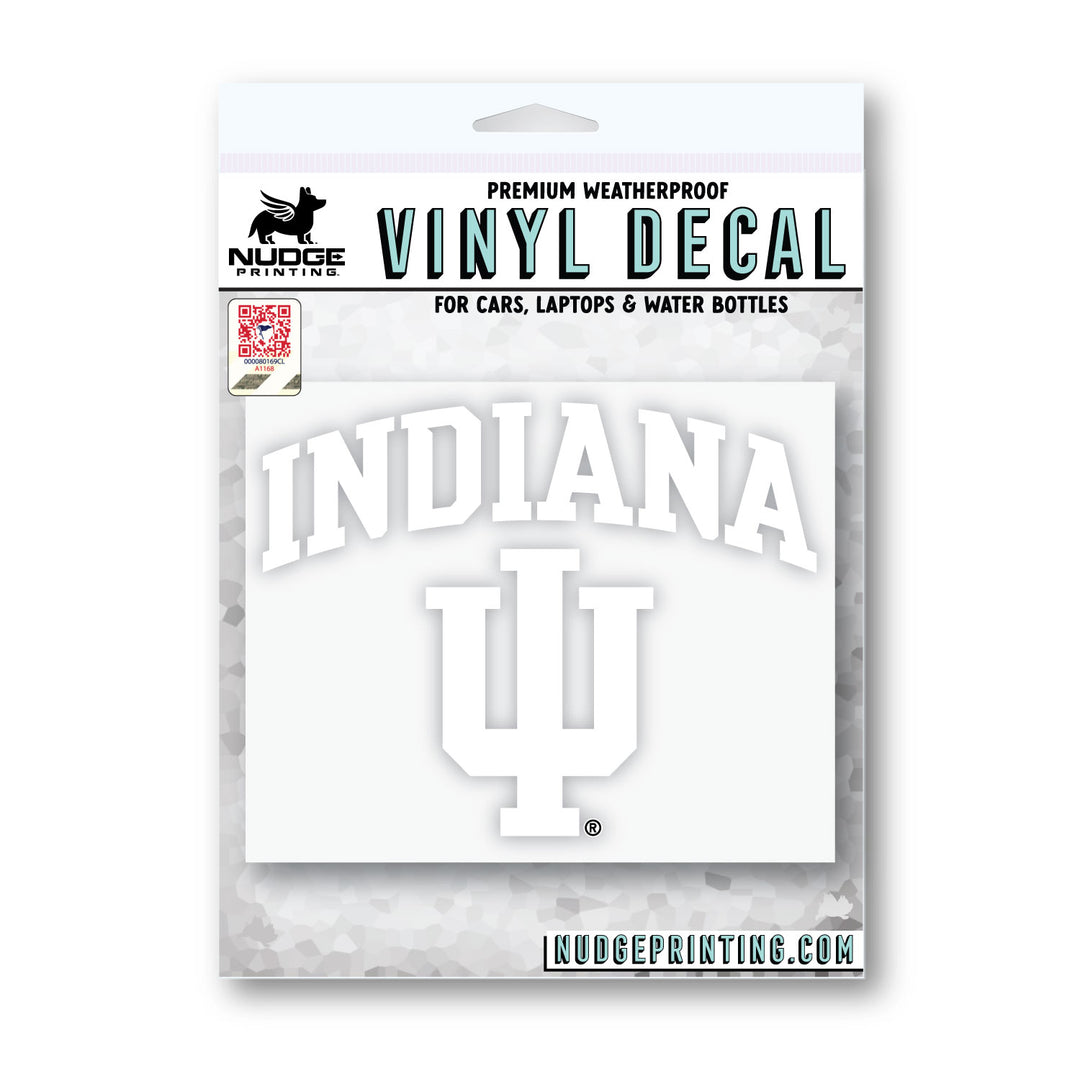 Packed Arched White IU Sticker for Indiana University