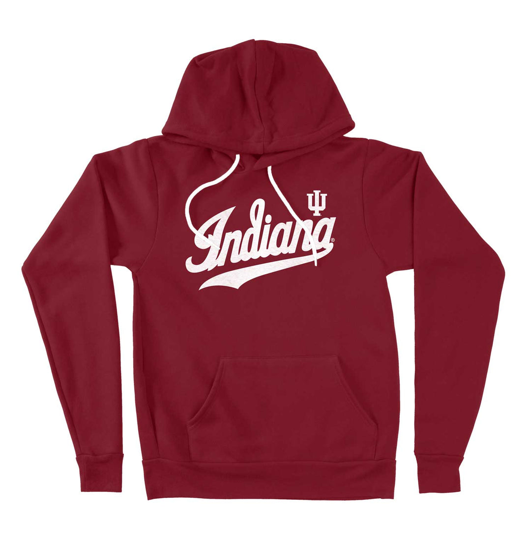 Red IU Hoodie with Indiana Script Logo from Nudge Printing