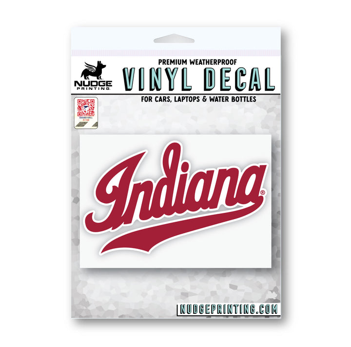 Indiana Script IU Sticker Car Decal in Packaging from Nudge Printing