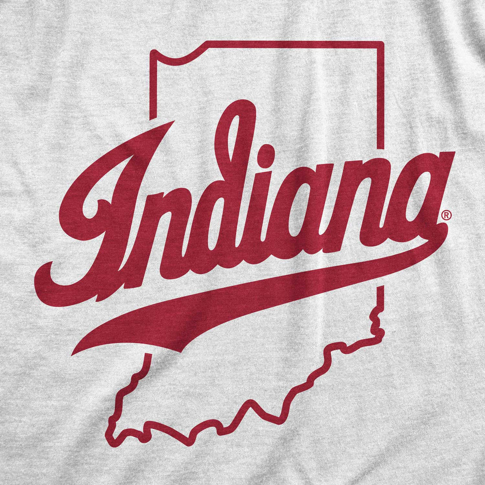 Close up of Indiana Script logo on IU T Shirt from Nudge Printing