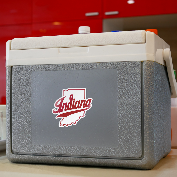 Indiana University sticker decal on Cooler