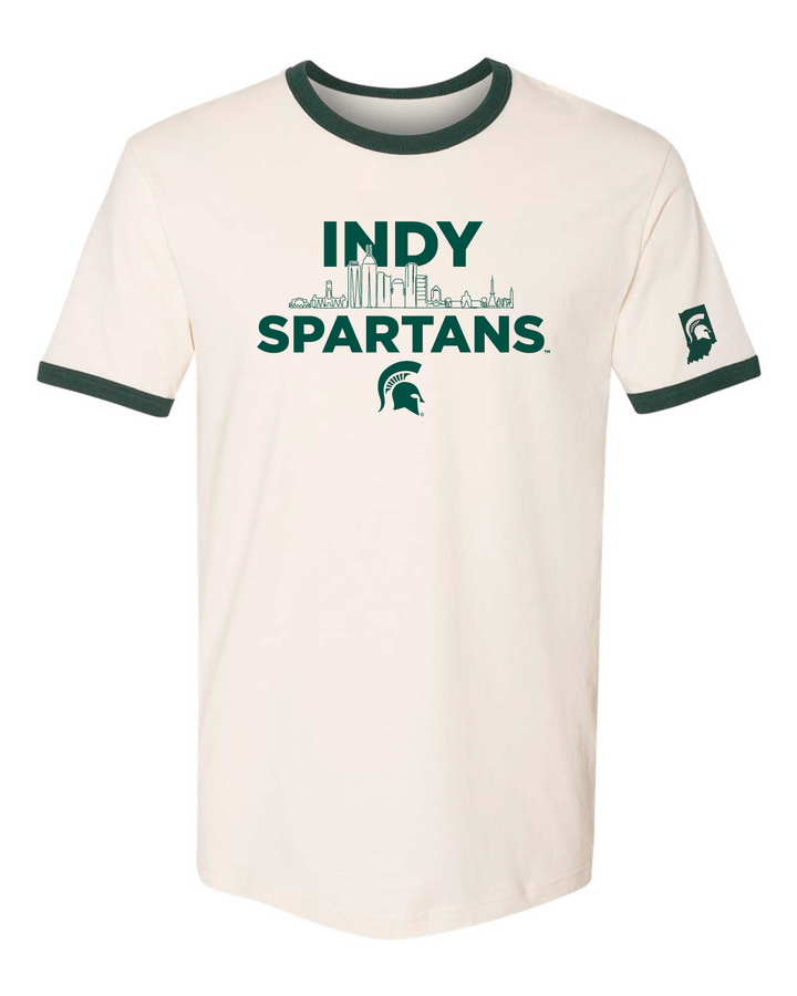 Frontside view of Indy Spartans ringer tee