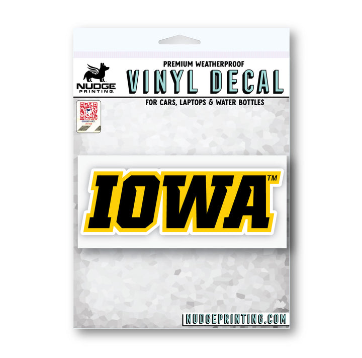 Iowa Block Letter Decal in Packaging
