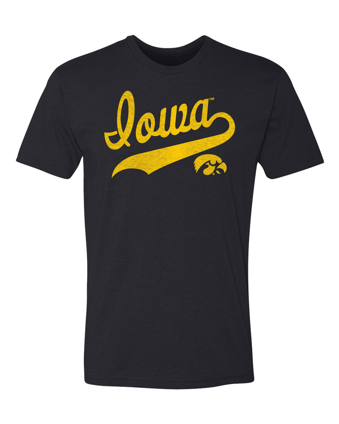 Iowa Cursive Script Black T Shirt