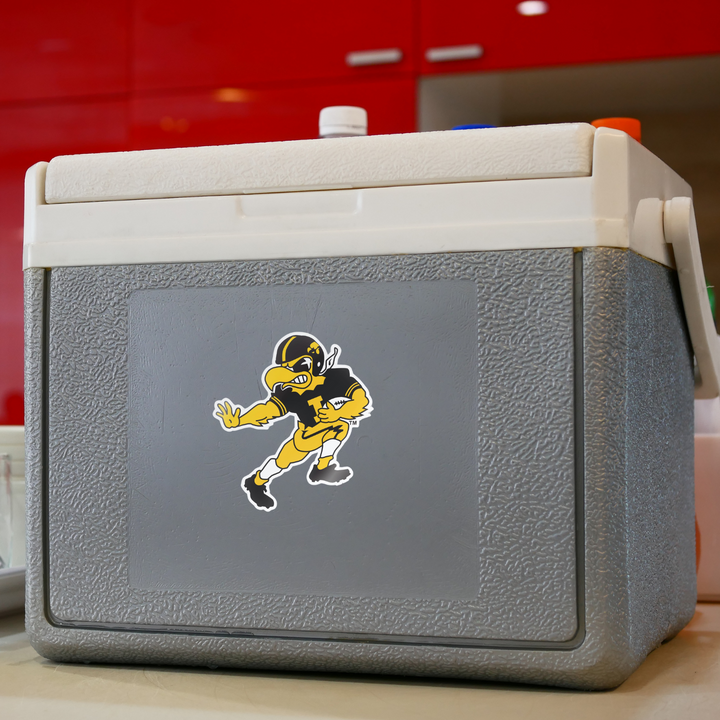 Iowa Football Herky Decal on Cooler for Tailgates