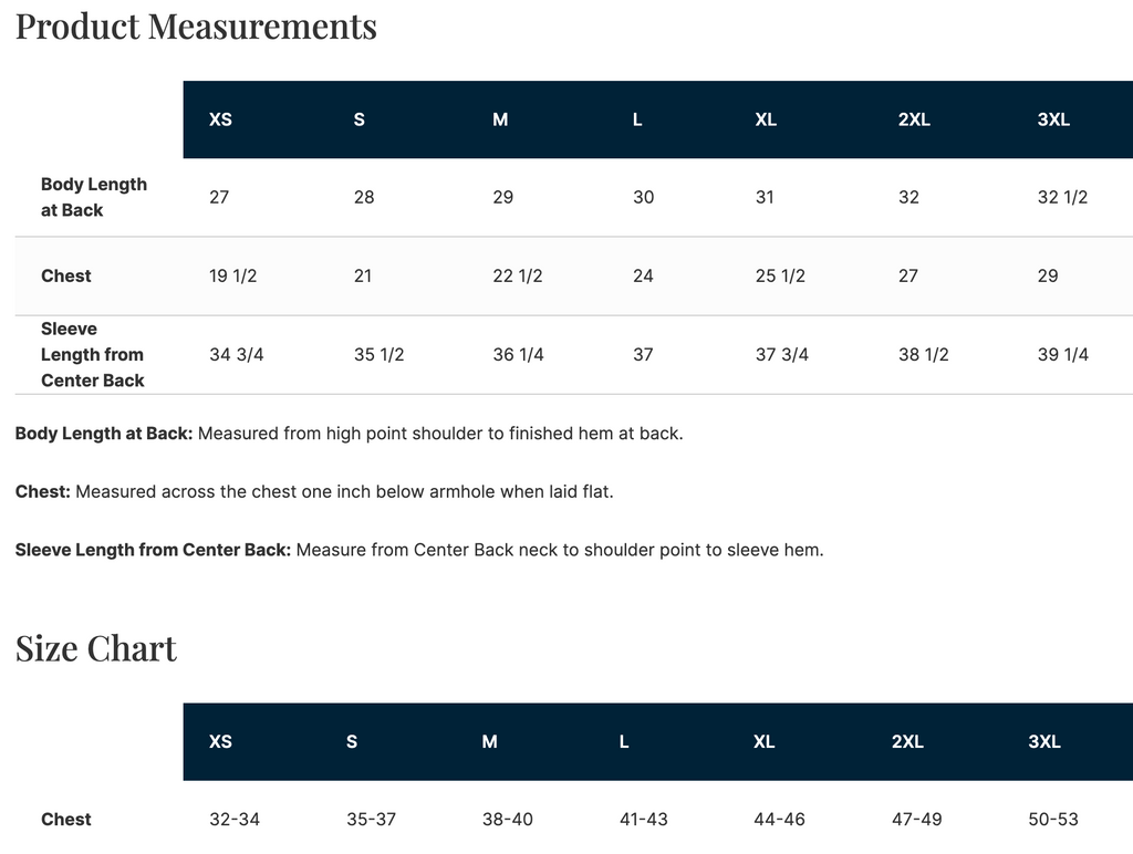 Nudge Printing size chart graphic.