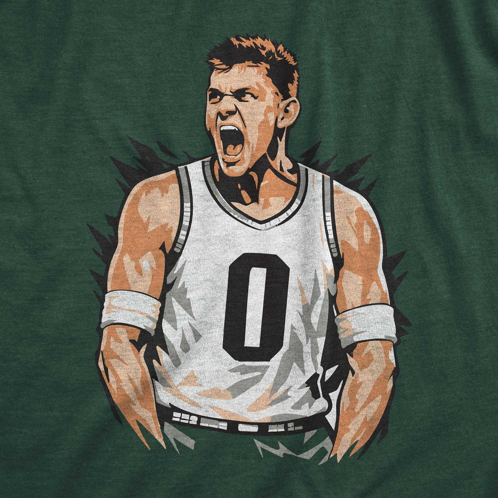 Up Close view of Jaxon Kohler Michigan State Basketball Player on Green Hoodie Sweatshirt mockup