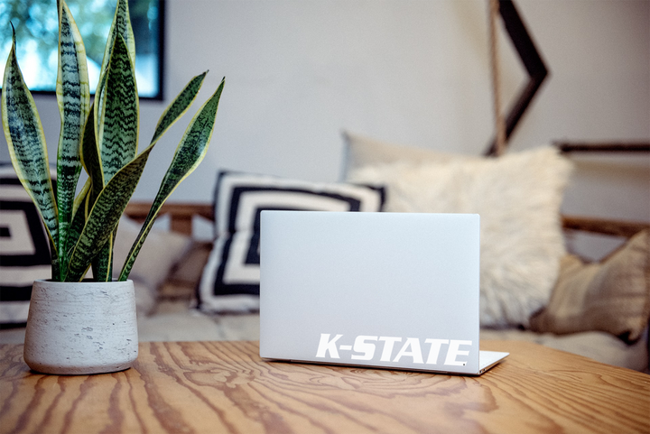 White K-State Laptop Sticker