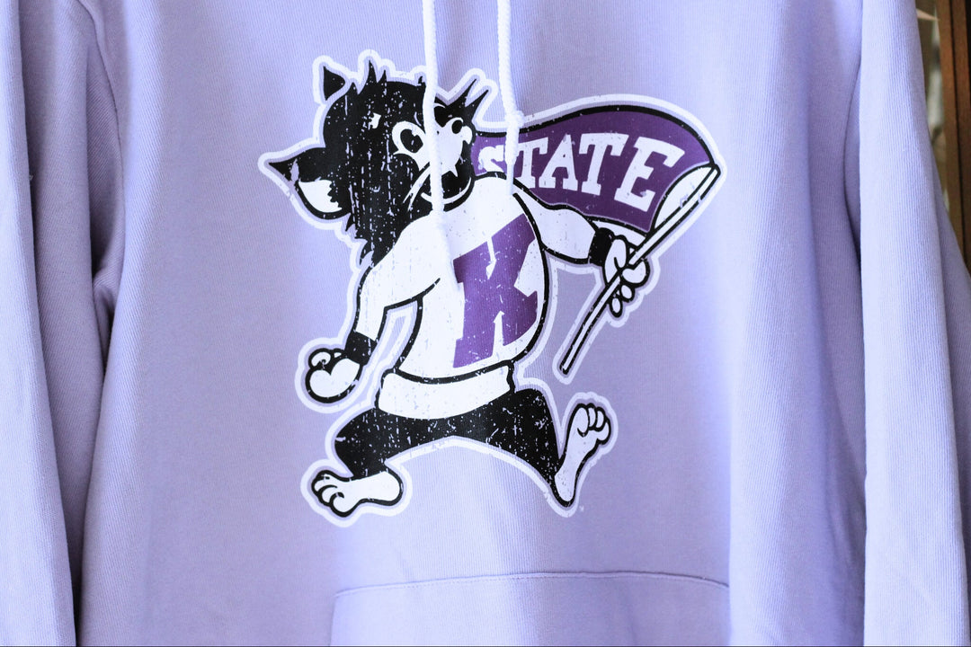 Close up of Kansas State Lavender Hoodie