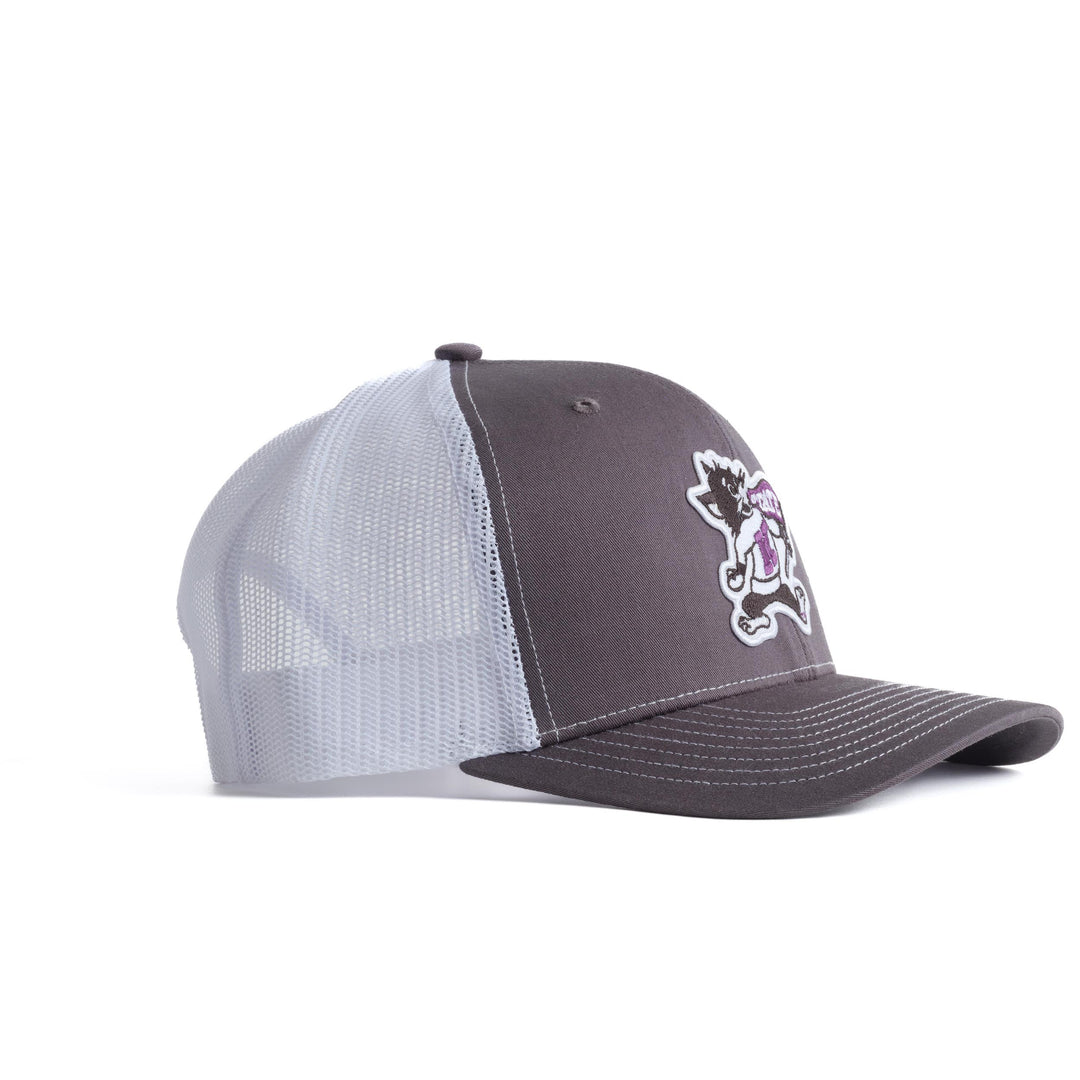 Angled shot of grey Kansas State Hat from Nudge Printing