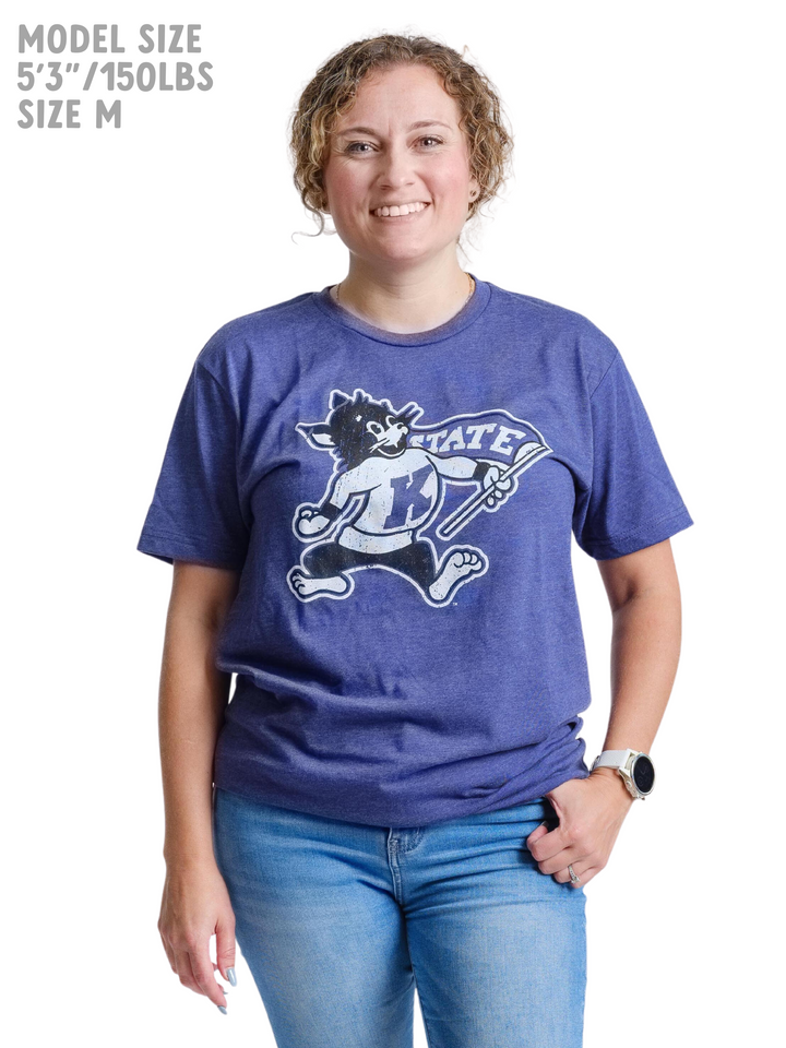 Vintage Kansas State Willie the Wildcat Shirt on Woman from nudge printing
