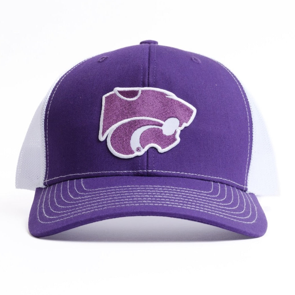 Kansas State Purple and White Trucker Hat with Powercat Logo