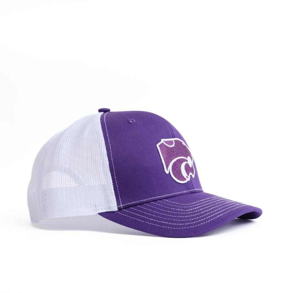 Kansas State Hat in Purple and White with Powercat Logo on the Front