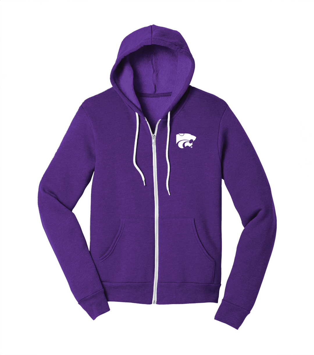 Kansas State Purple Powercat Full Zip Hooded Sweatshirt Large