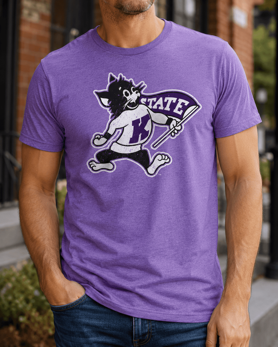 Kansas State Vintage Willie the Wildcat Lavender T-shirt