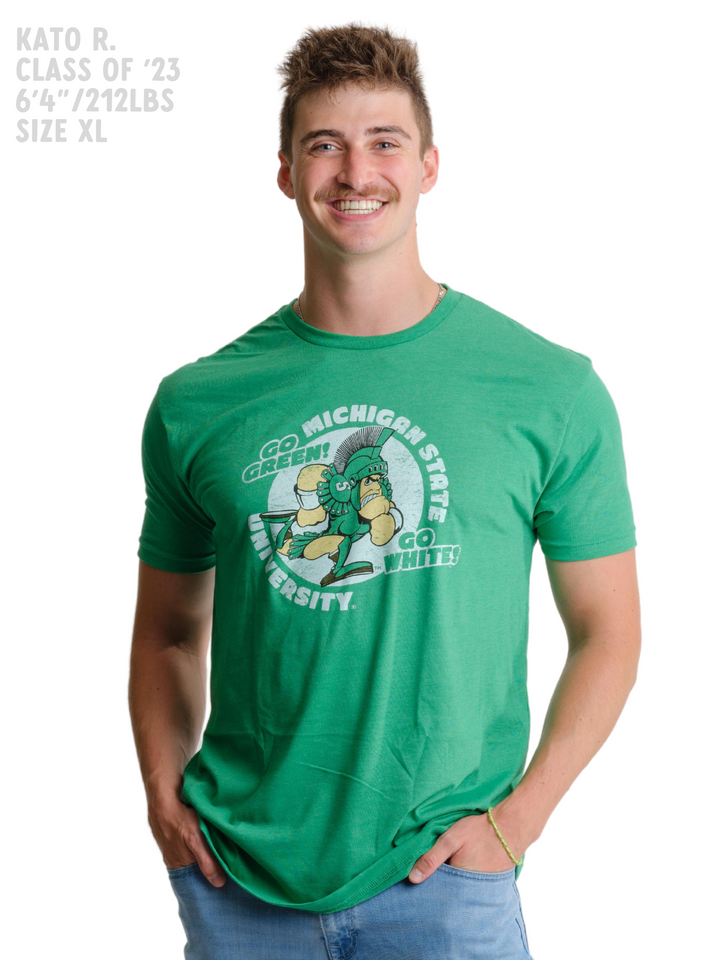 Sparty Charging Running Michigan State University Spartans MSU Vintage Designed T-Shirt