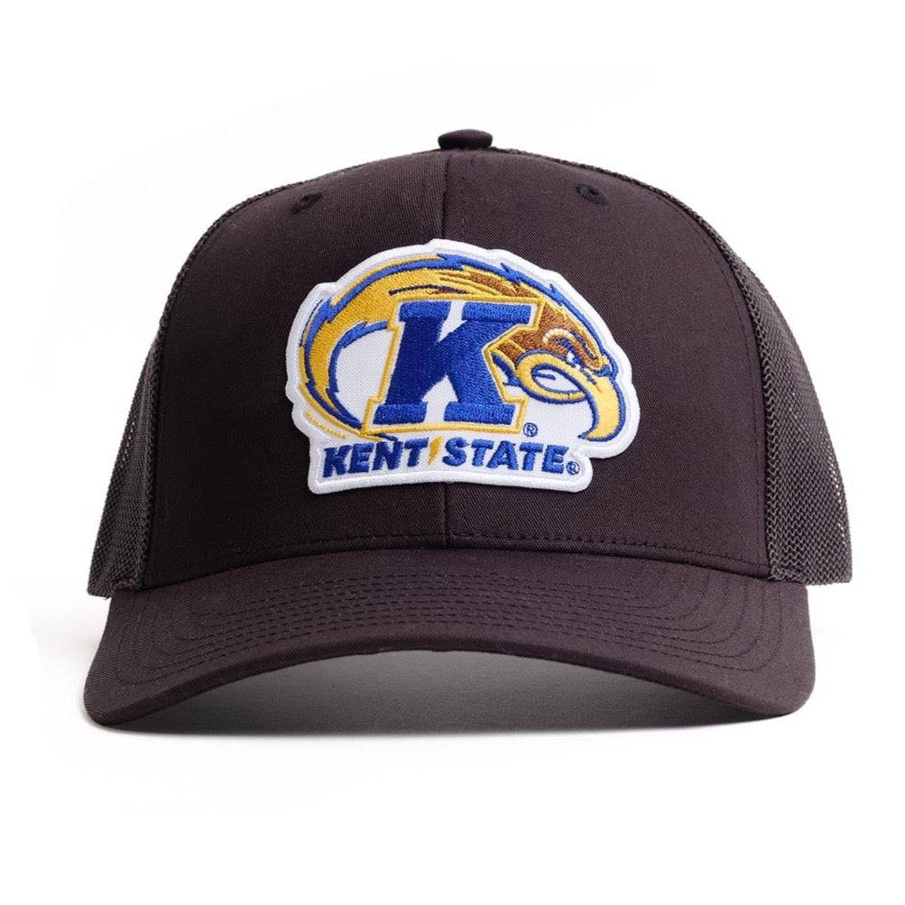 Kent State Hat in Black Trucker with Primary Logo on the Front