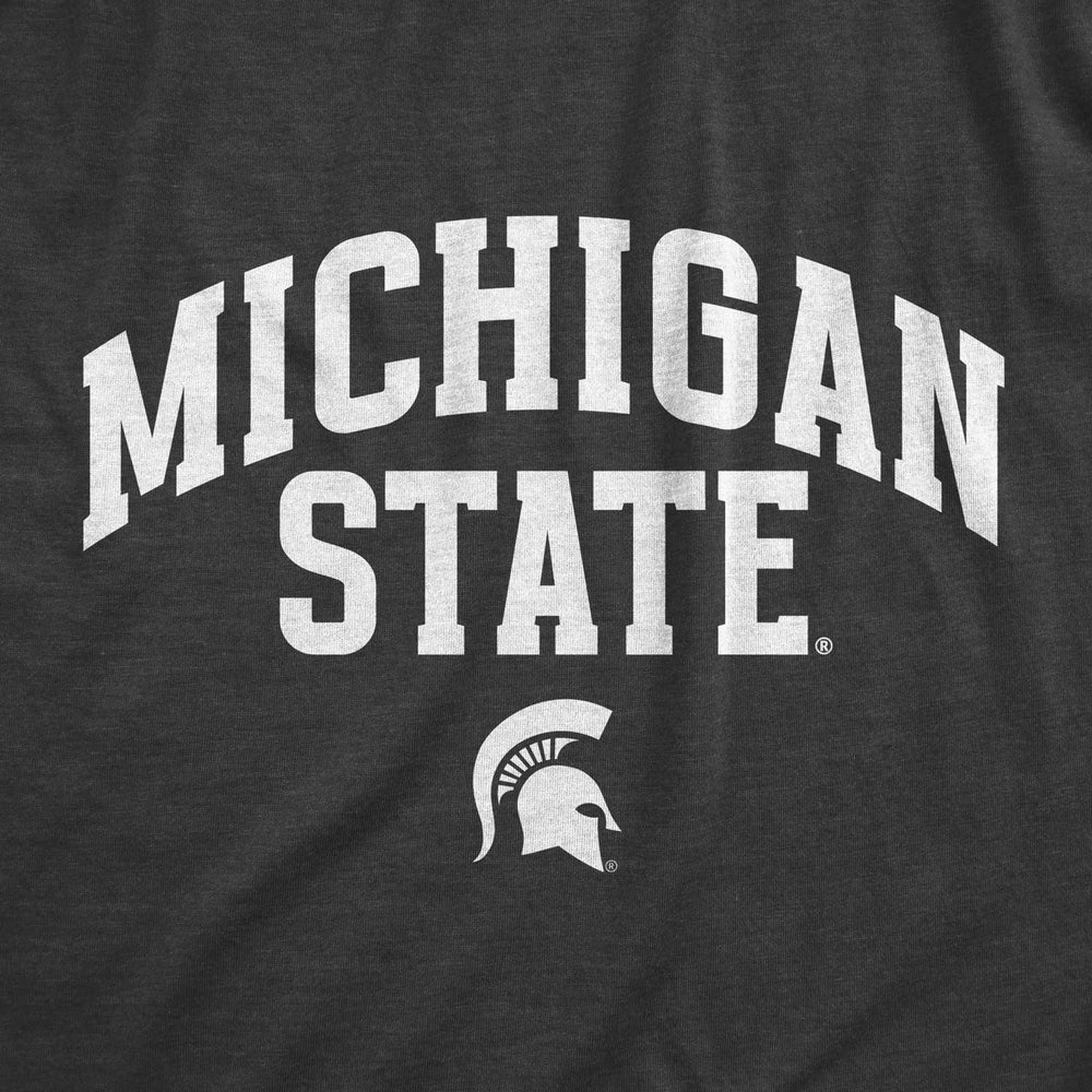 Dark Grey t-shirt with 'Michigan State' text and logo on a dark fabric background