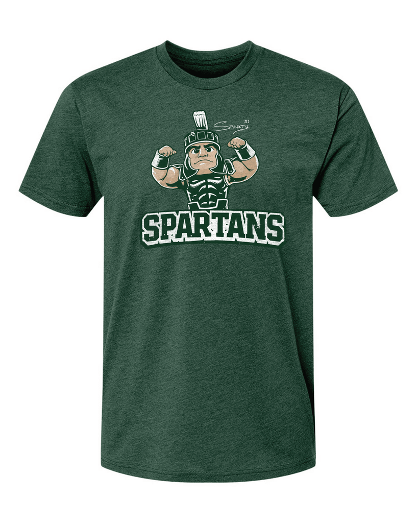 msu spartans gear MSU Sparty Mascot Spartans Green T-shirt XL