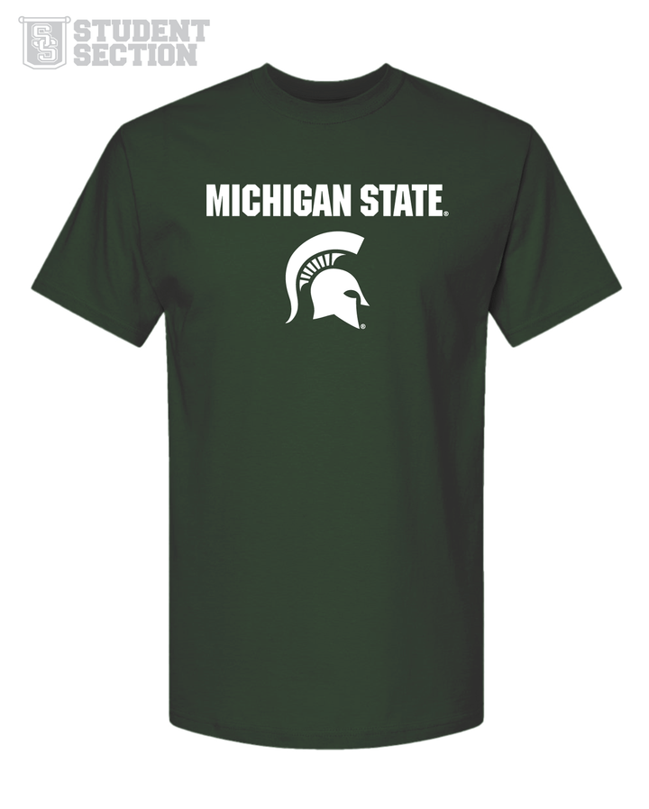 Student Section | Forest Green Michigan State Stacked Unisex T-Shirt