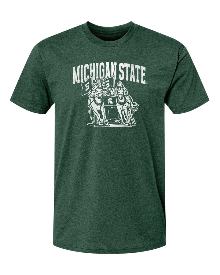 Green Michigan State Shirt with Vintage Chariot Logo