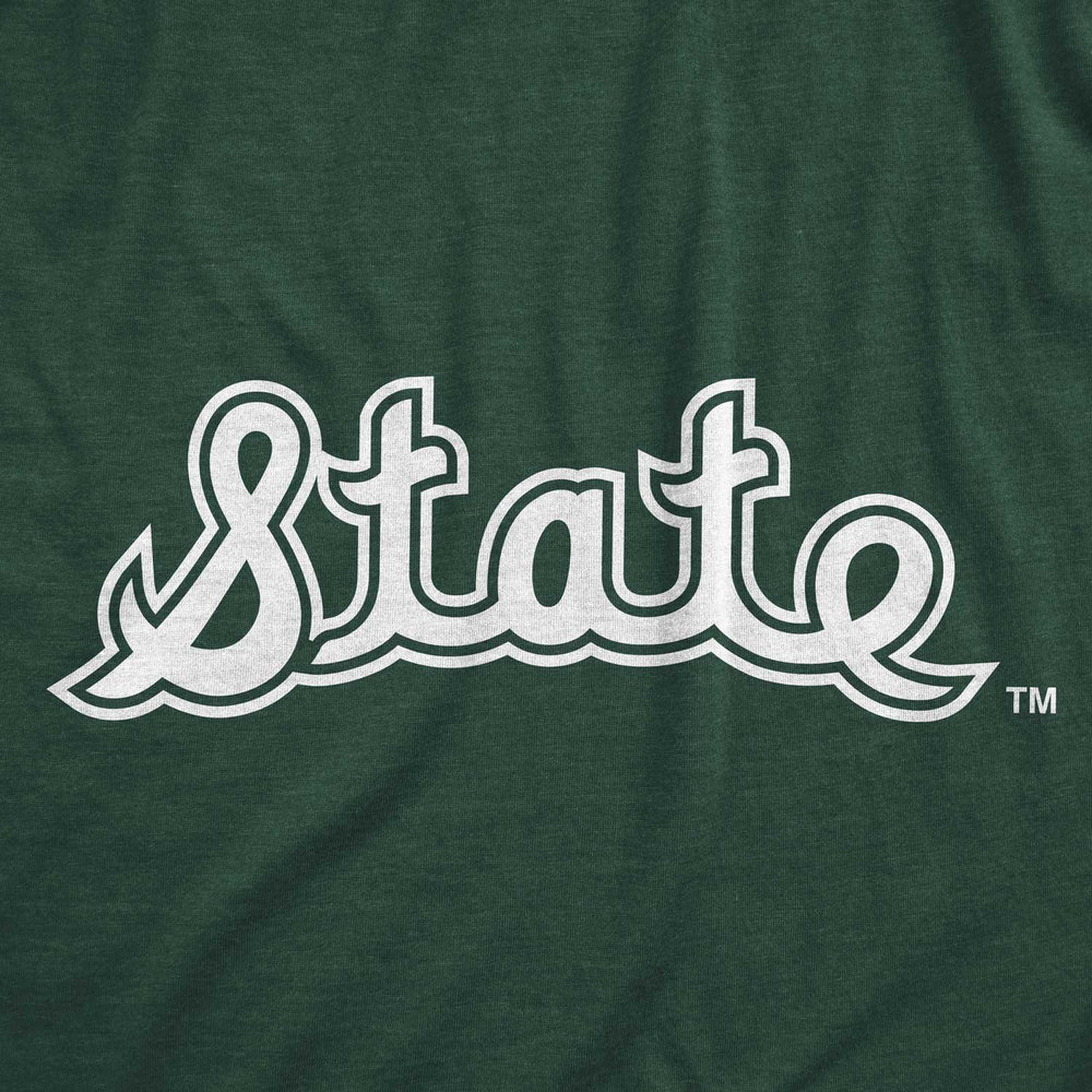 Michigan State Cursive State Script t-shirt close up