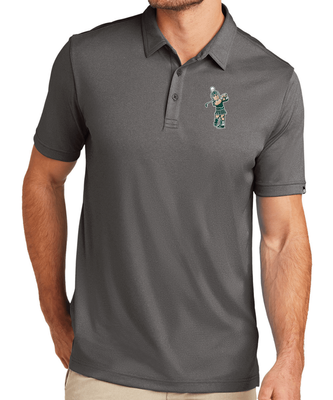 Travis Mathew Michigan State Grey Polo Golfing Sparty on Model