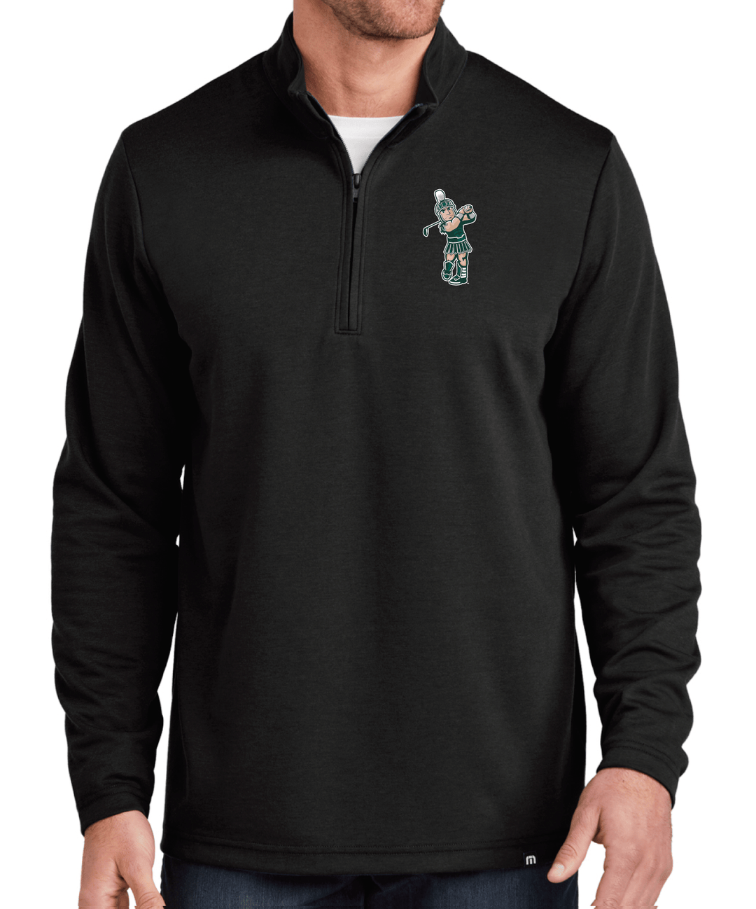 MSU TravisMathew Golfing Sparty Black Quarter Zip