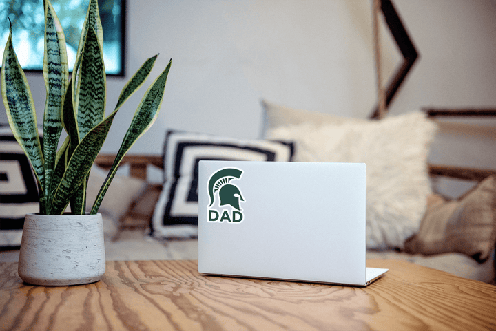 Michigan State Dad Decal on Laptop