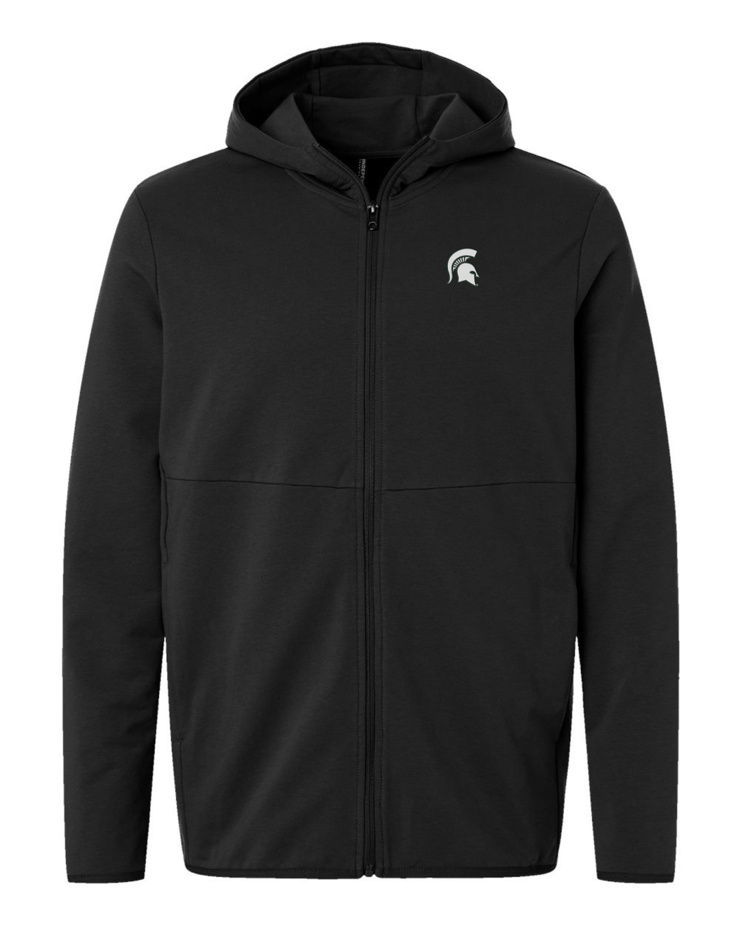 Michigan_State_Spartan_Helmet_Black_Perform_Hoodie_mockup on white background