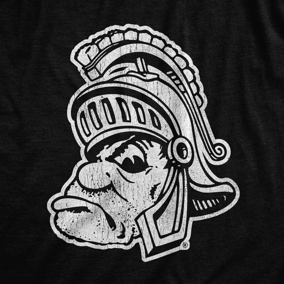 Close up of Gruff Sparty t shirt on black