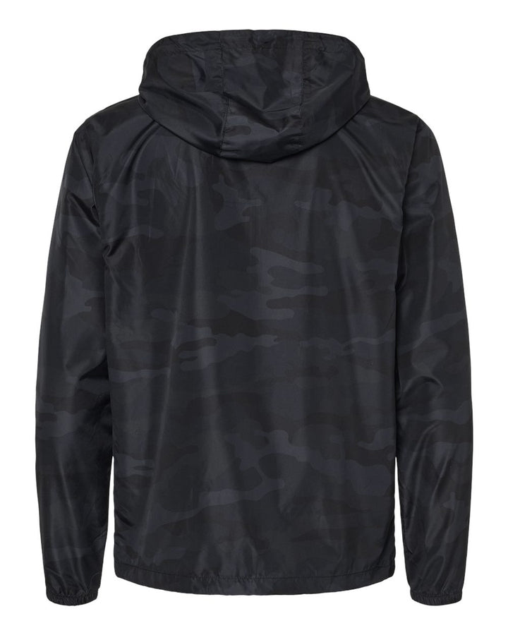 Back view of Michigan State Black Camo Windbreaker Jacket from Nudge Printing