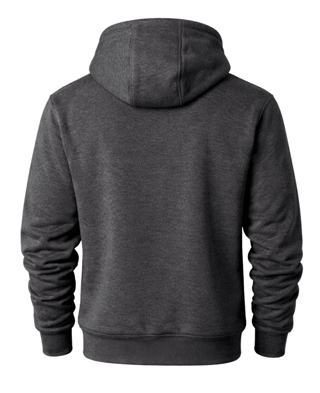 Back view of charcoal Carhartt full-zip hoodie showing the plain back panel and attached hood.