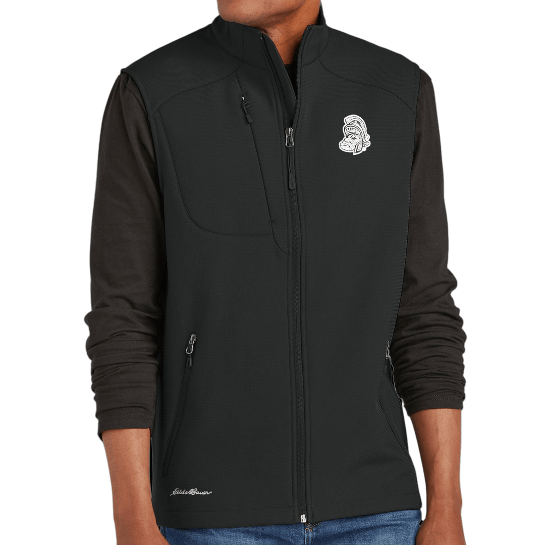 Black Eddie Bauer MSU vest on male