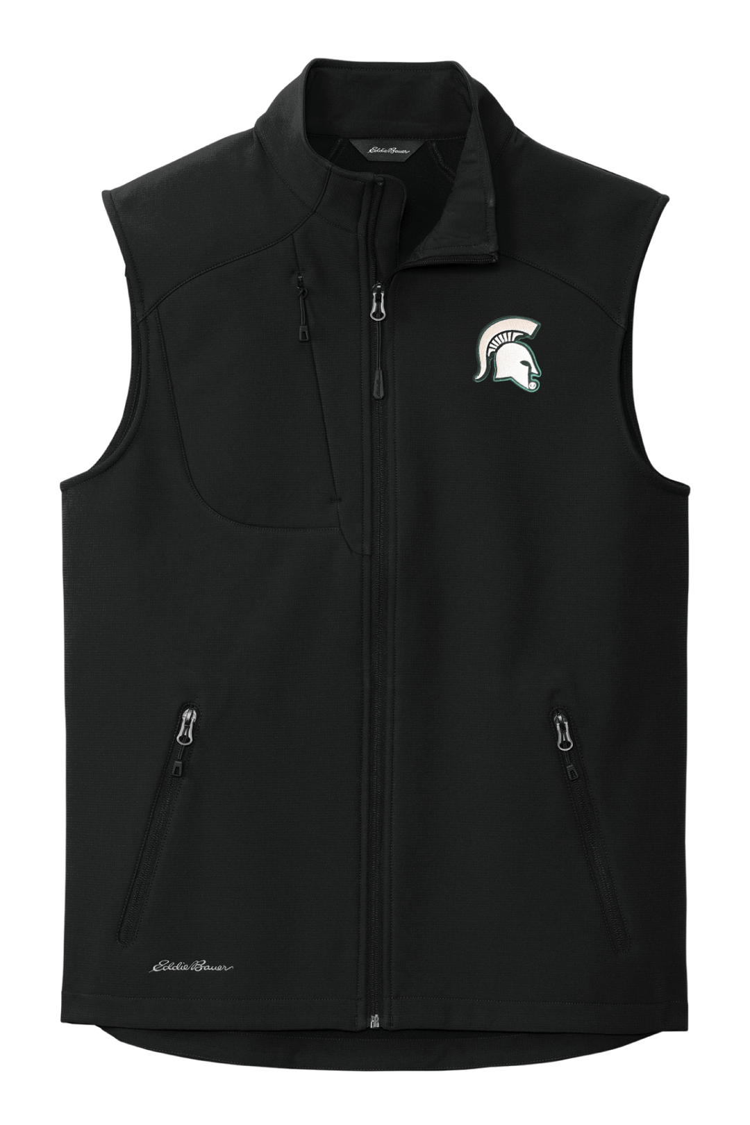Black Michigan State Eddie Bauer vest with Spartan helmet logo