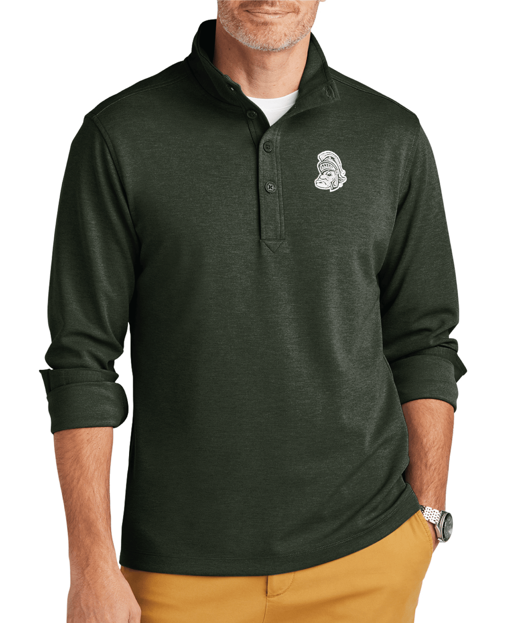 Green Michigan State quarter zip with Gruff Sparty logo on the left chest 