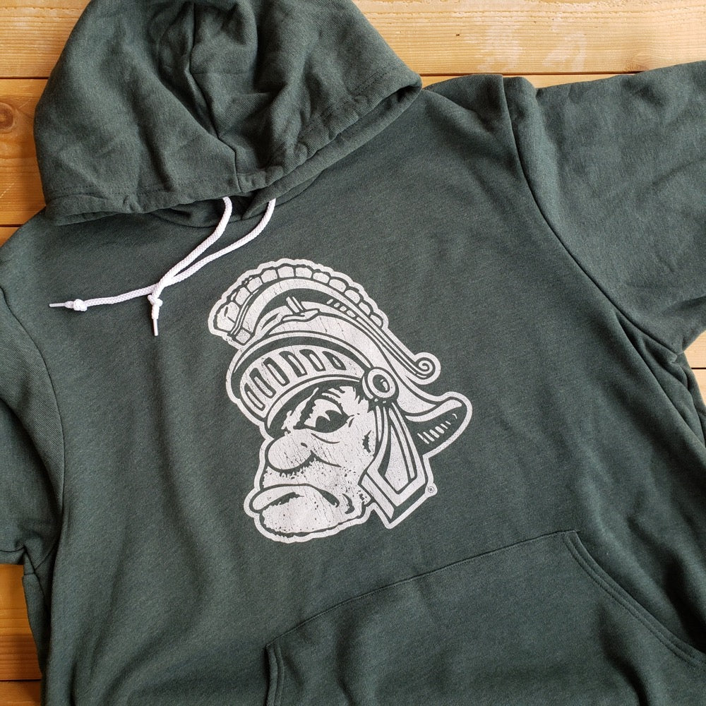 Green Vintage MSU Hoodie with Gruff Sparty