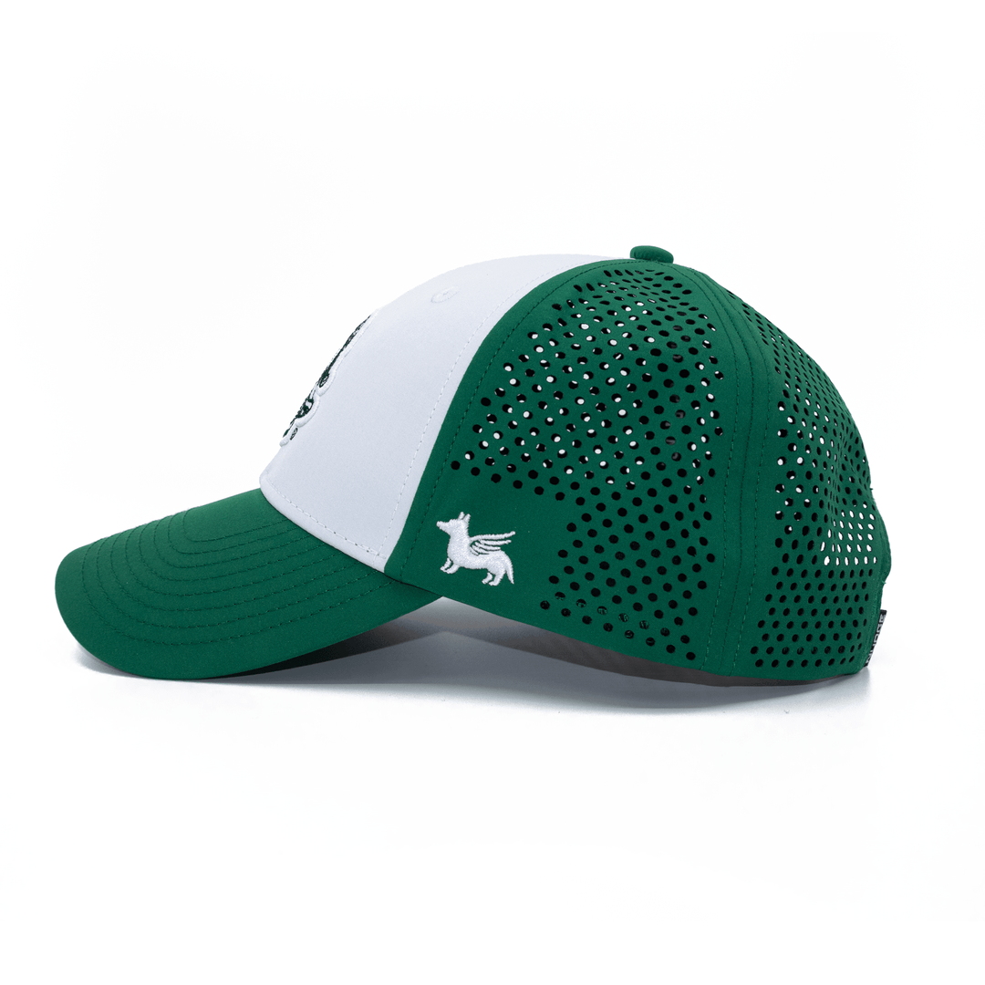 Left side view of Michigan State Gruff Sparty hat from Nudge Printing