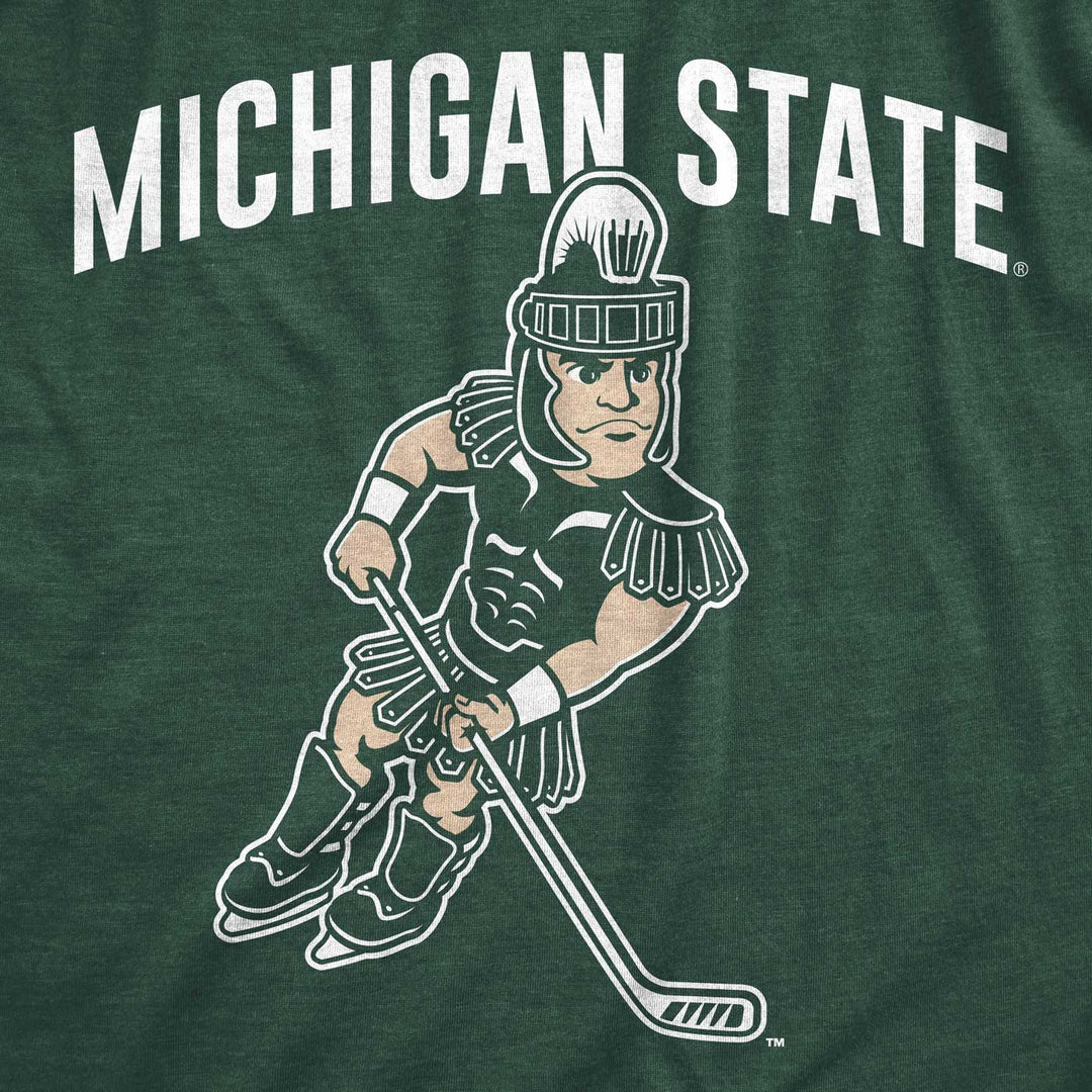 Close up of Michigan State's Sparty mascot playing hockey printed on hoodie