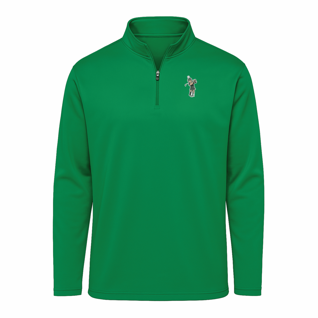 Kelly Green Michigan State Augusta Quarter-zip with Golfing Sparty logo on left chest with White Background