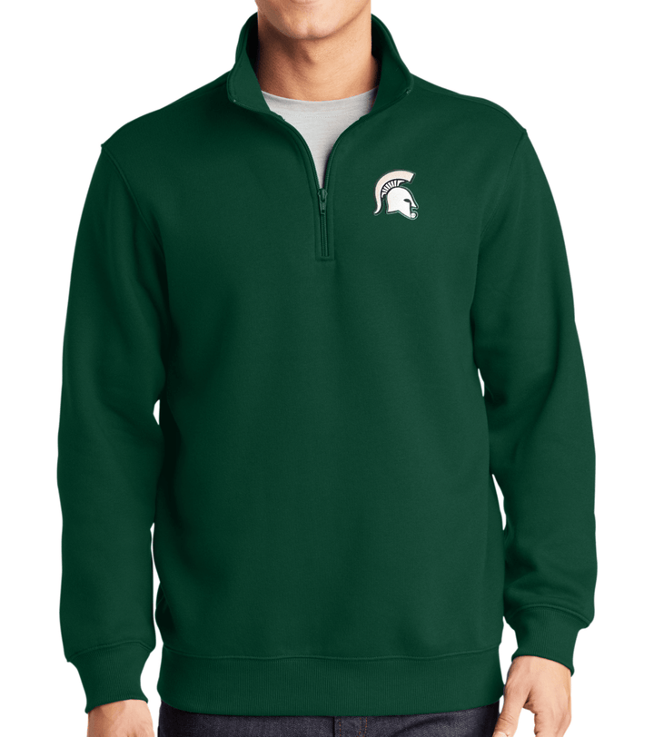 Green MSU Quarter Zip Pullover - Spartan Helmet