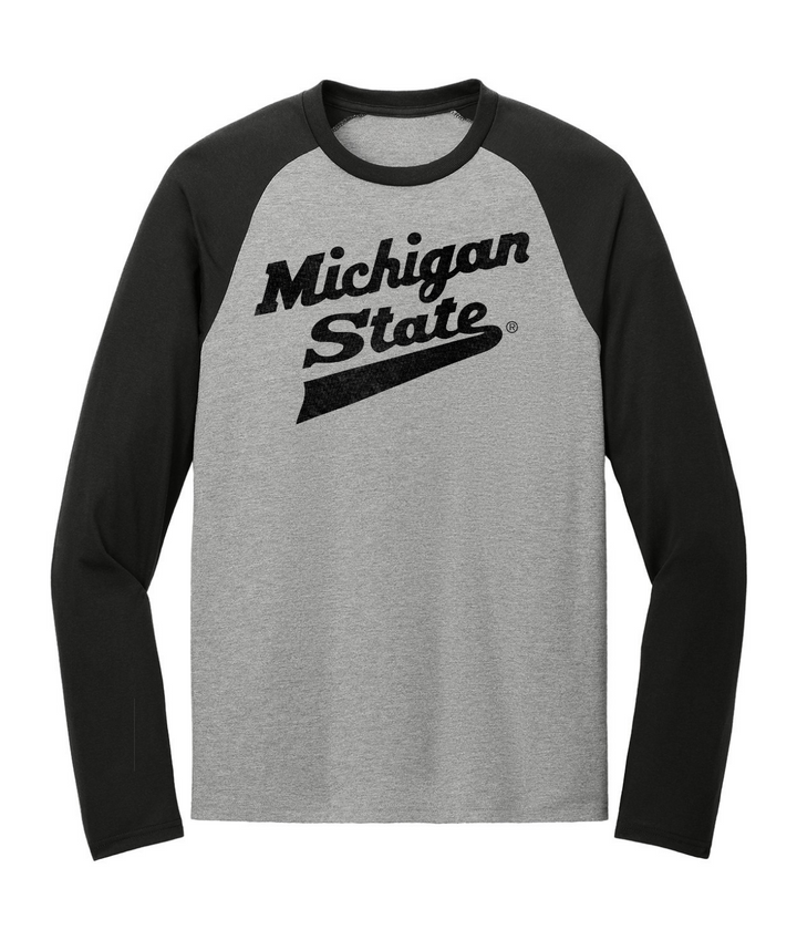 MSU Hockey Script Tri-blend Long Sleeve Shirt