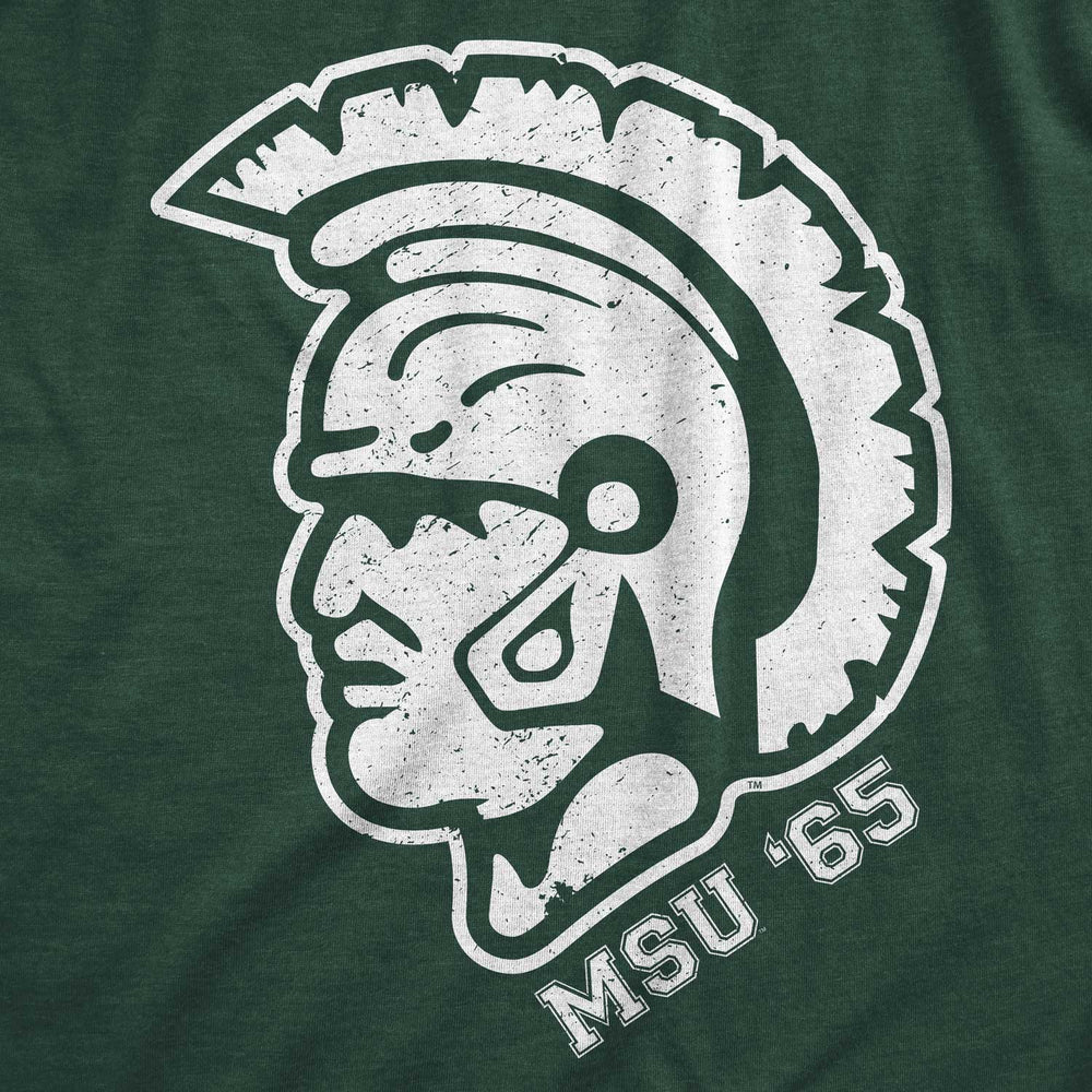 Michigan State Green Vintage 1965 Spartan Helmet T-Shirt Close Up
