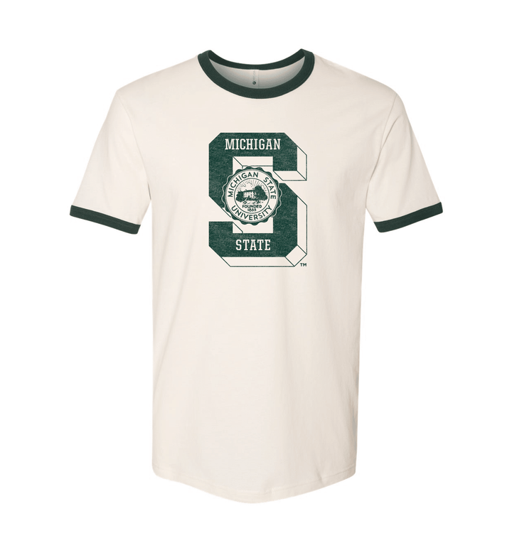 PRE-ORDER | Michigan State University Vintage Block S Ringer Tee
