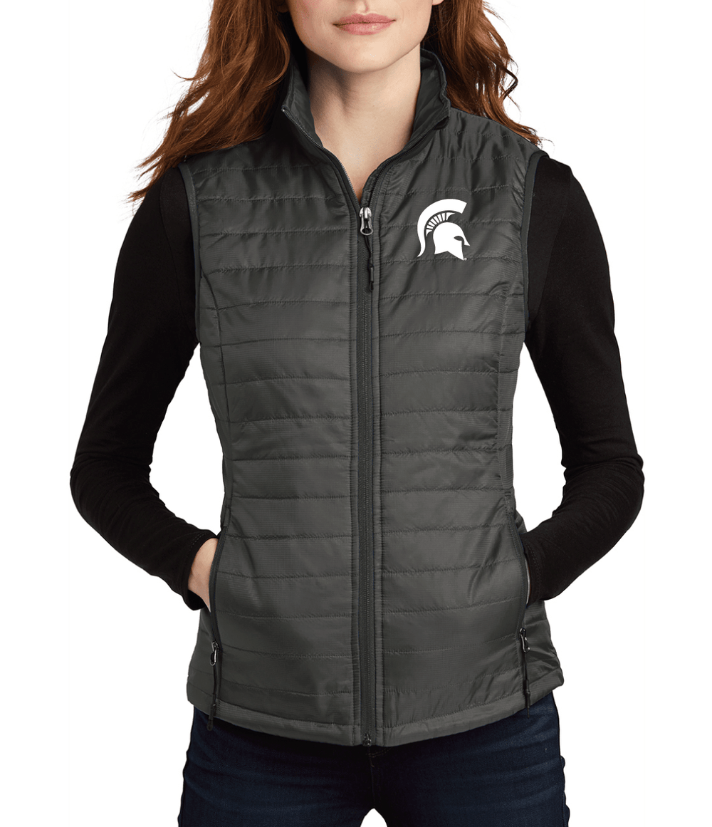 Michigan State Women s Embroidered Puffer Vest Nudge Printing