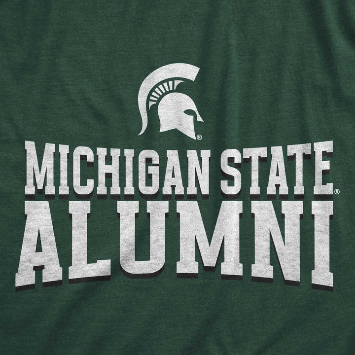Green apparel with Michigan State Alumni text and logo close up