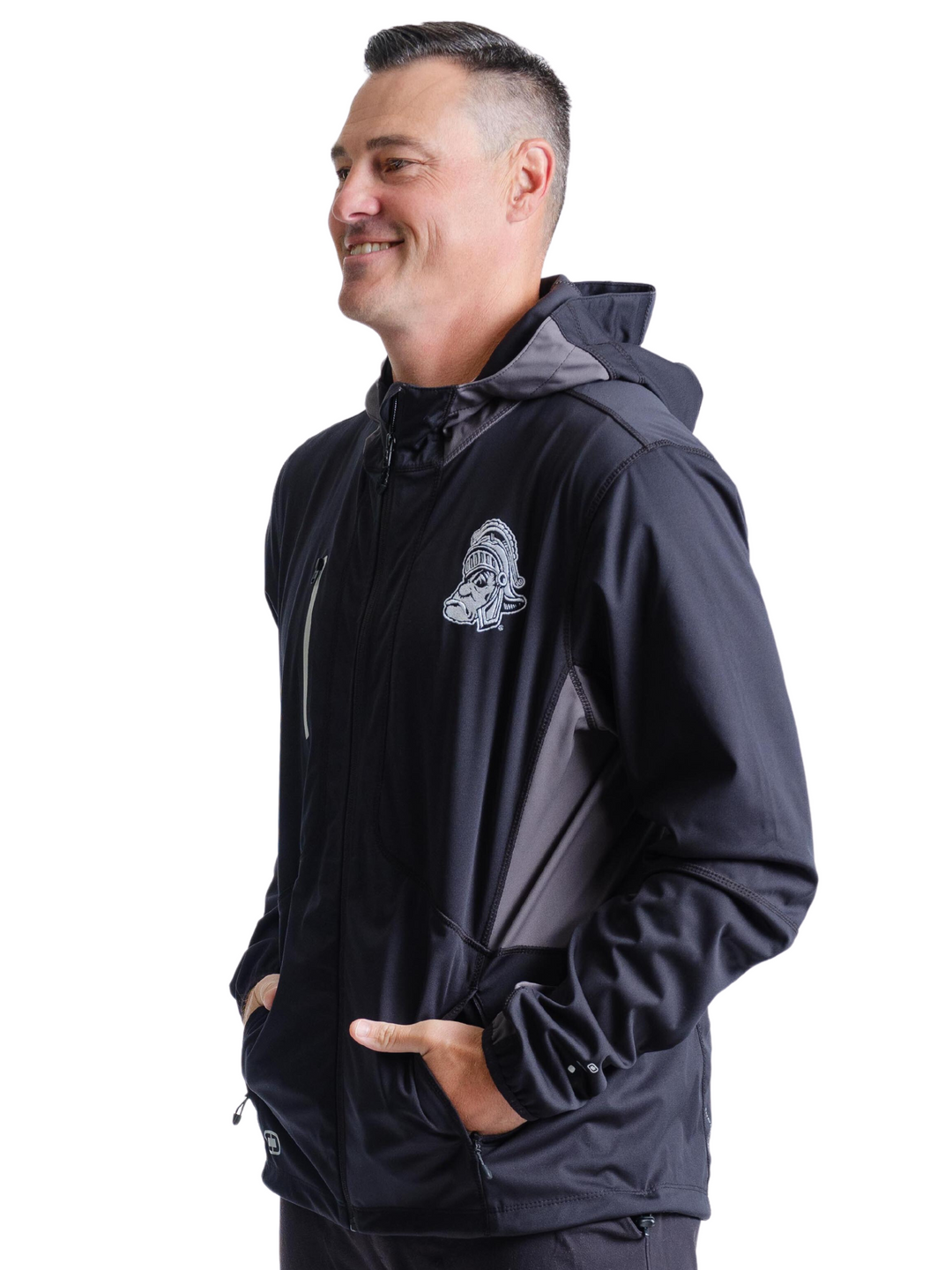 Hooded Michigan State Jacket on Male Model