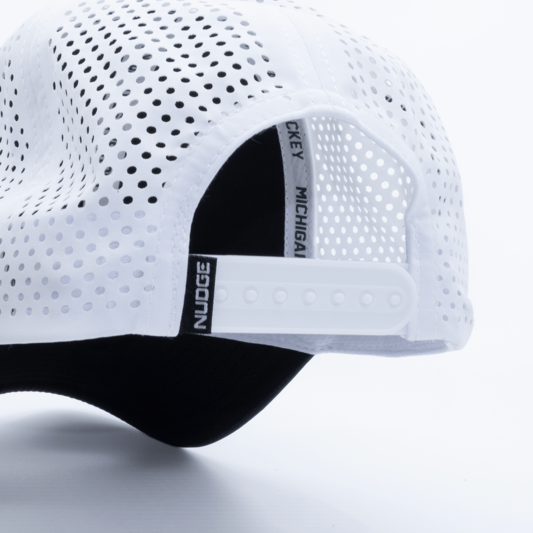 Back view of the Michigan State Hockey hat snap back closure from Nudge Printing